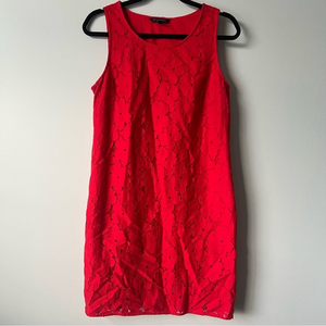 Banana Republic Factory Red Floral Eyelet Mini Shift‎ Dress